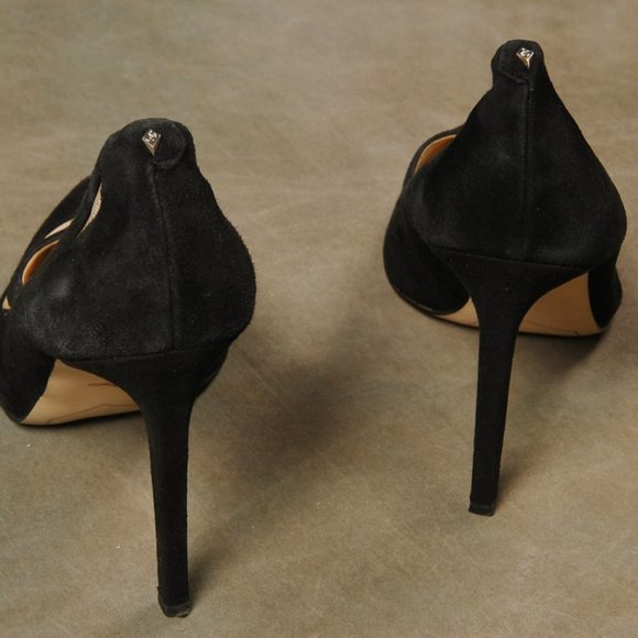 Sam Edelman, Black Suede, Mesh Cutout Heel, Size. 10 - Picture 7 of 9